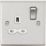 Knightsbridge  13A 1-Gang DP Switched Single Socket Brushed Chrome  with White Inserts