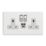 Varilight  13A 2-Gang 1P+N Switched Socket + 4A 20W 2-Outlet Type A & C USB Charger Ice White with White Inserts