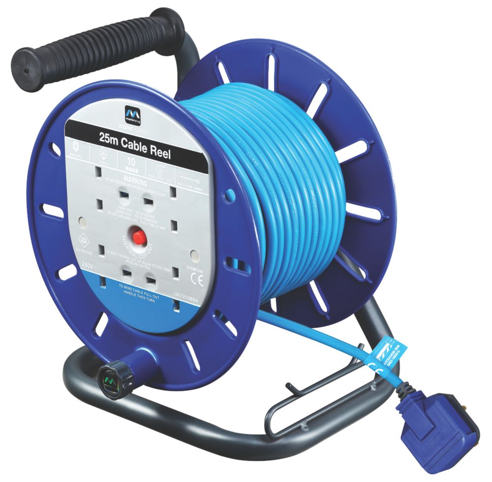 Masterplug LDCT2513BQ/4-XD 13A 4-Gang 25m Cable Reel 240V - Screwfix