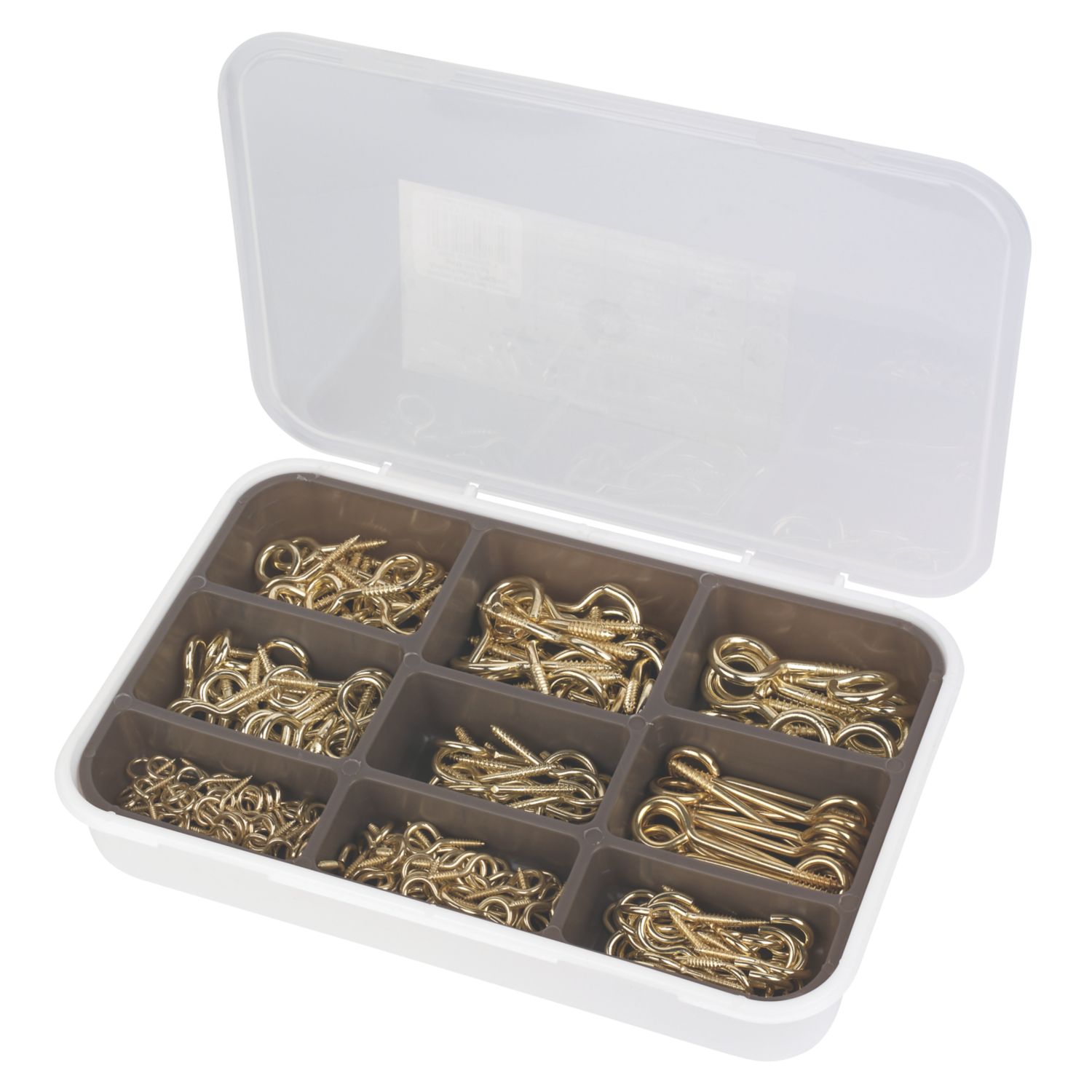 Easyfix Brass-Plated Screw Hooks & Eyes Grab Pack 215 Pcs (5462J)