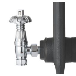 Arroll UK-18 15mm x 1/2" Chrome Angled Traditional Thermostatic Radiator Valve & Lockshield