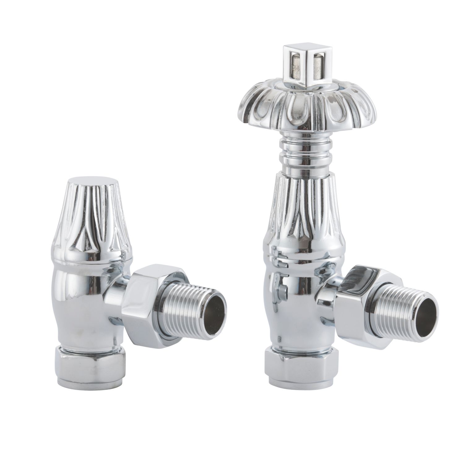 Arroll UK-18 15mm x 1/2" Chrome Angled Traditional Thermostatic Radiator Valve & Lockshield (5465G)