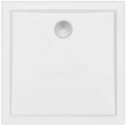Milan Square Bathroom Square Shower Tray and Waste White Gloss 760mm x 760mm x 40mm