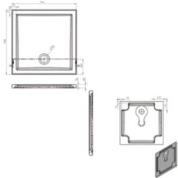 Milan Square Bathroom Square Shower Tray and Waste White Gloss 760mm x 760mm x 40mm