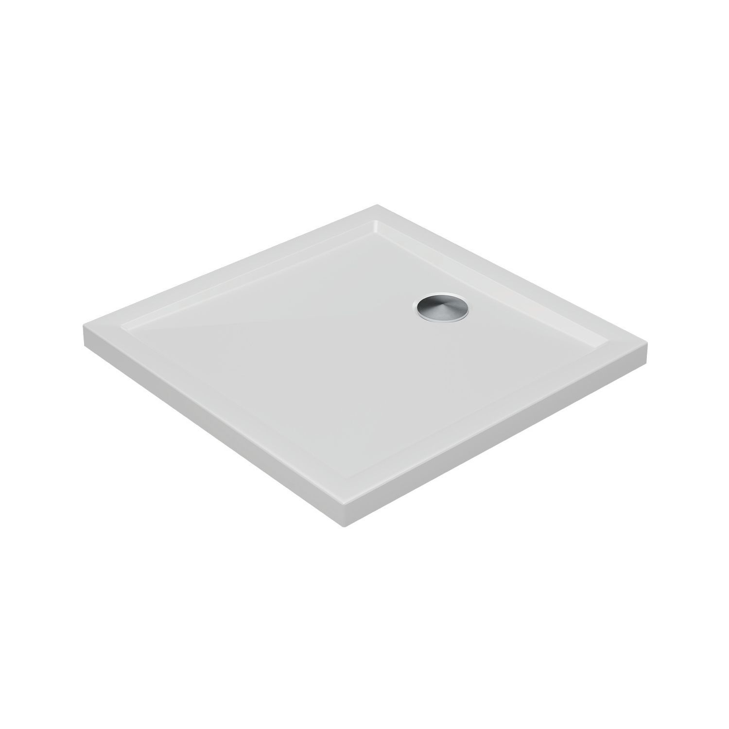 Milan Square Bathroom Square Shower Tray and Waste White Gloss 760mm x 760mm x 40mm (546AE)