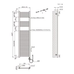 Flomasta 1600mm x 400mm 1364BTU White Flat Electric Towel Radiator