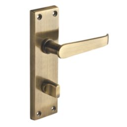 Designer Levers Victorian Fire Rated Long Straight Lever Bathroom Door Handle Pair Antique Brass