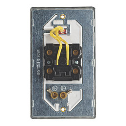 Contactum Lyric 45A 1-Gang DP Control Switch Brushed Brass with Neon with White Inserts