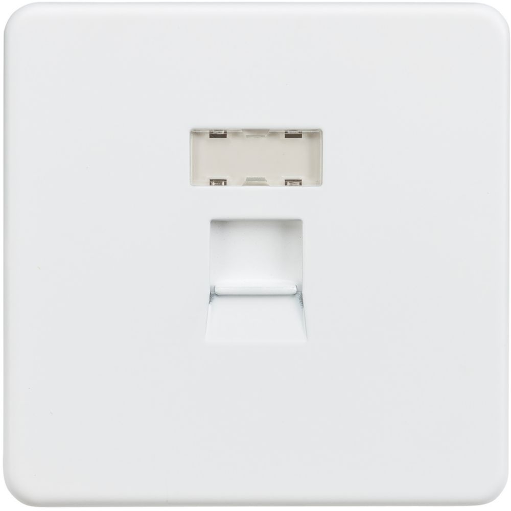Knightsbridge 1-Gang RJ45 Ethernet Socket Matt White - Screwfix
