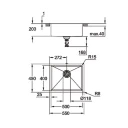 Grohe K700U 1 Bowl Stainless Steel Undermount Sink  550mm x 450mm