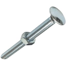 Easyfix General Purpose Threaded Coach Bolts Carbon Steel Bright Zinc-Plated M10 x 180mm 50 Pack
