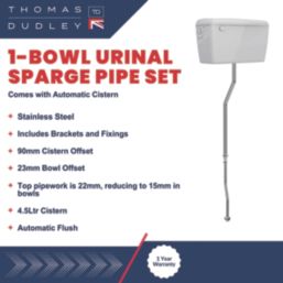 Thomas Dudley Ltd 1-Bowl Urinal Sparge Pipe Set with Automatic Cistern