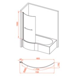 Nebraska Semi-Framed Chrome Bath Screen Reversible 800mm x 1500mm