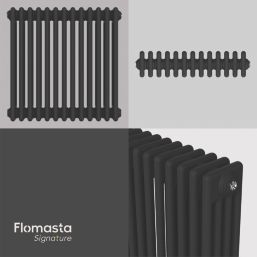 Flomasta 600mm x 605mm 3386BTU Black Horizontal 4 Column Radiator