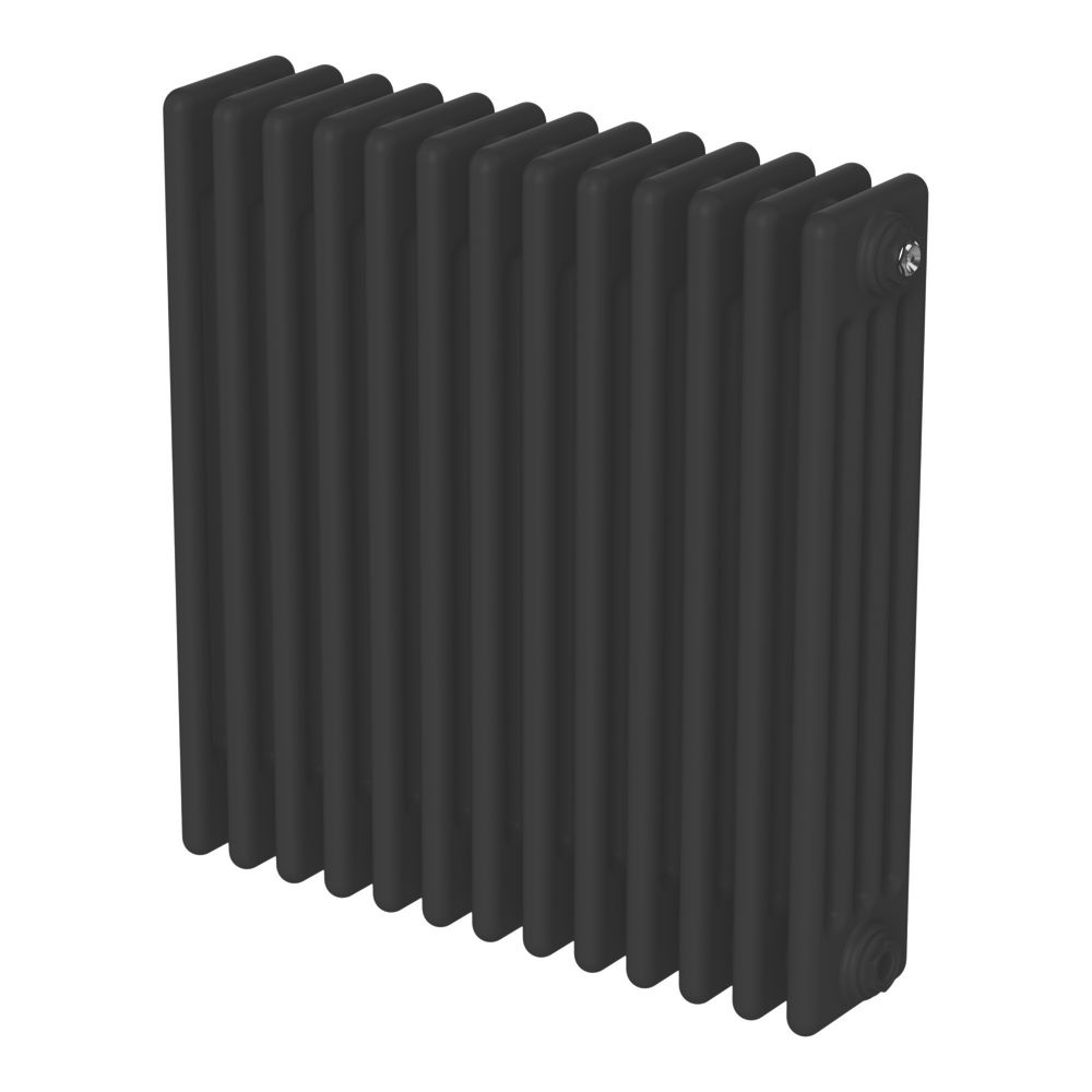 Flomasta 600mm x 605mm 3386BTU Black Horizontal 4 Column Radiator ...