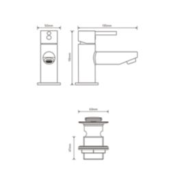 Aqualisa Uptown Chrome 116mm Standard Lever Mono Basin Pillar Tap  With Clicker Waste