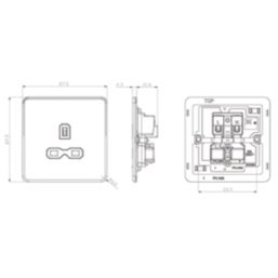 Knightsbridge Screwless 13A 1-Gang Unswitched Socket Antique Brass with Black Inserts