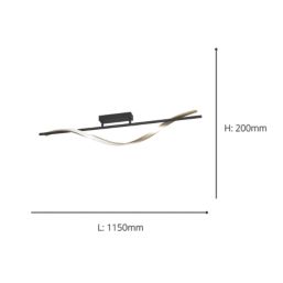 Eglo Conaprato LED Ceiling Light Black & Brushed Brass 20W 2500lm