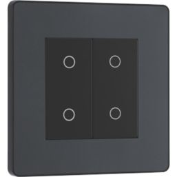 British General Evolve 2-Gang 2-Way LED Double Secondary Touch Trailing Edge Dimmer Switch  Grey with Black Inserts