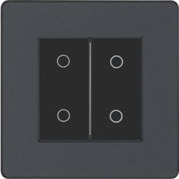 British General Evolve 2-Gang 2-Way LED Double Secondary Touch Trailing Edge Dimmer Switch  Grey with Black Inserts