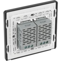 British General Evolve 2-Gang 2-Way LED Double Secondary Touch Trailing Edge Dimmer Switch  Grey with Black Inserts