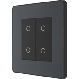 British General Evolve 2-Gang 2-Way LED Double Secondary Touch Trailing Edge Dimmer Switch  Grey with Black Inserts