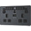 British General Evolve 13A 2-Gang SP Switched Double Socket With WiFi Extender + 2.1A 10.5W 1-Outlet Type A USB Charger Grey with Black Inserts