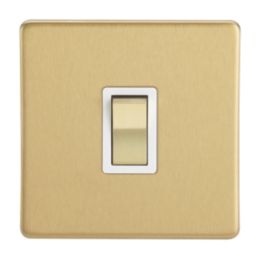 Contactum Lyric 20A 1-Gang DP Control Switch Brushed Brass  with White Inserts
