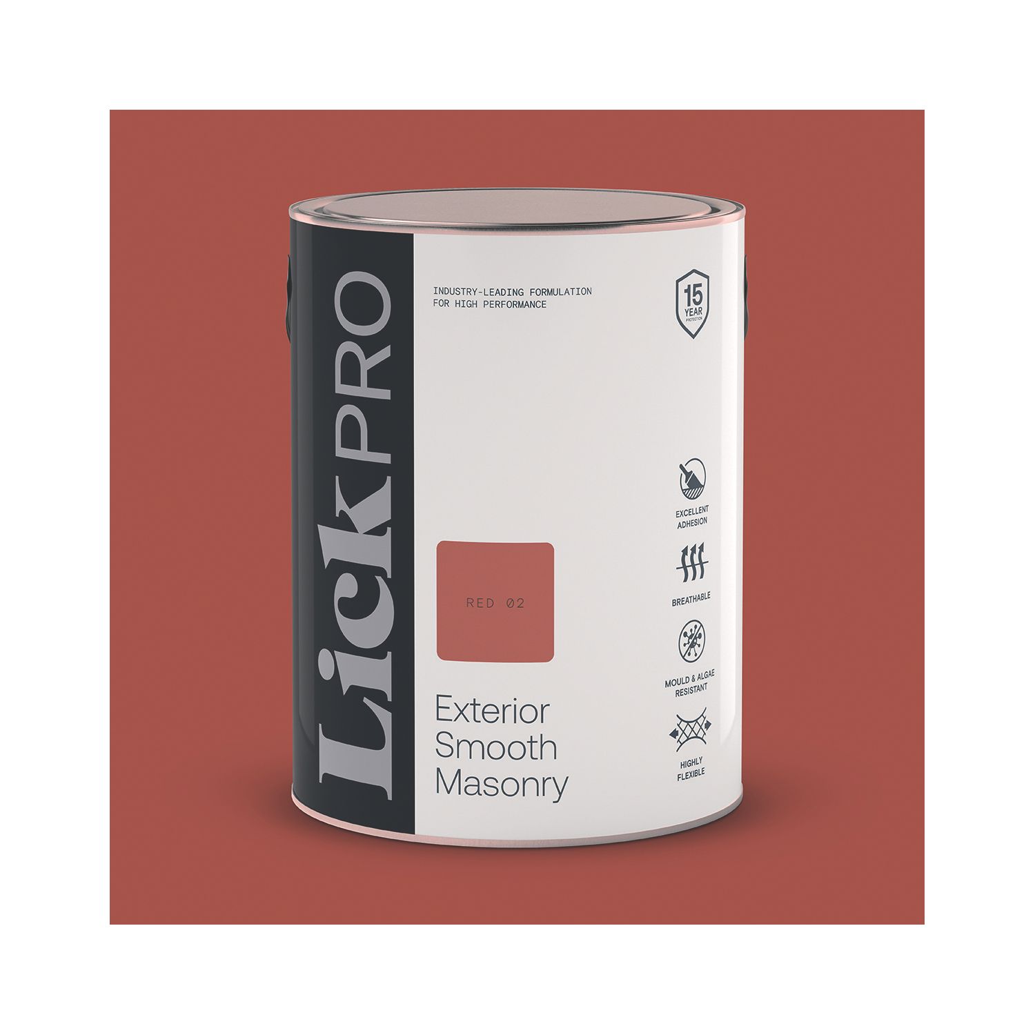 LickPro 5Ltr Smooth Red 02 Masonry Paint (547TM)