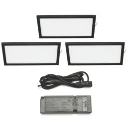 VEW Slim Rectangular LED Cabinet Lights Black 6W 280lm 3 Pack