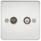 Knightsbridge  2-Gang Isolated Coaxial TV & F-Type Satellite Socket Polished Chrome