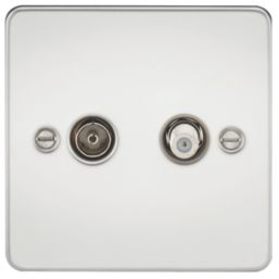 Knightsbridge  2-Gang Isolated Coaxial TV & F-Type Satellite Socket Polished Chrome