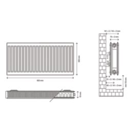 Flomasta 500mm x 900mm 3528BTU White Type 21 Convector Radiator
