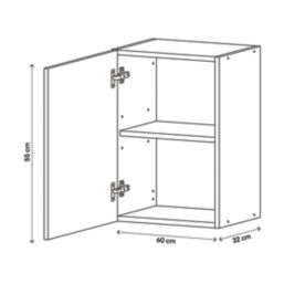 Pragma  1-Door Matt White 600mm x 320mm x 550mm Flat Packed Kitchen Wall Unit
