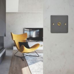 Varilight  10A 1-Gang 2-Way Light Switch  Graphite Grey with Colour-Matched Inserts