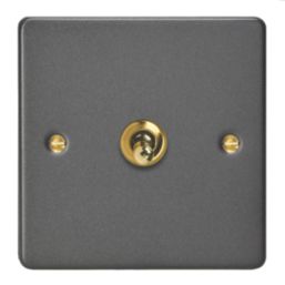 Varilight  10A 1-Gang 2-Way Light Switch  Graphite Grey with Colour-Matched Inserts