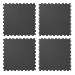 Garage Floor Tile Company Recycled X-Joint Interlocking Floor Tiles Black 7mm 4 Pack