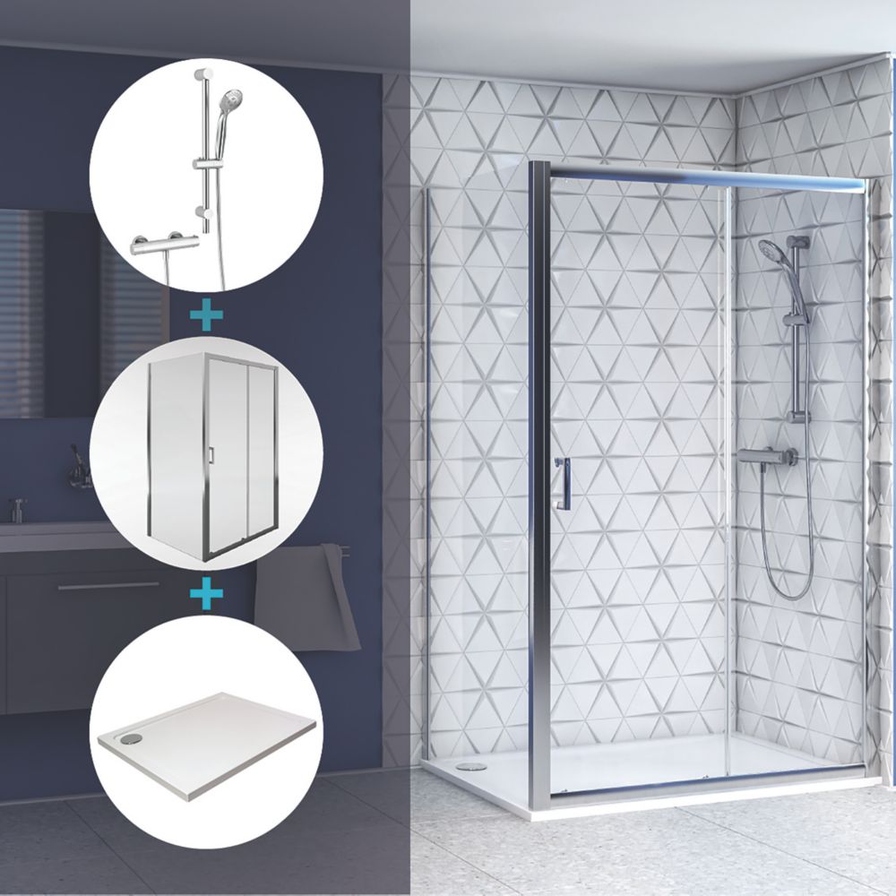 Aqualux Shine 6 Shower Enclosure with Tray & Thermostatic Mixer Shower