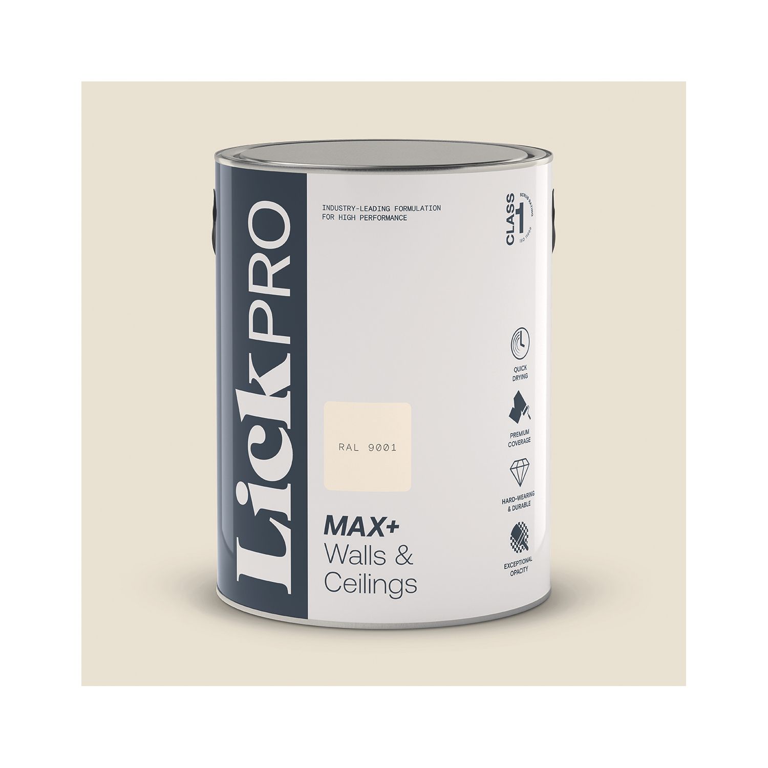 LickPro Max+ 5Ltr White RAL 9001 Matt Emulsion Paint (548JX)