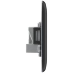British General Nexus Metal 5A 1-Gang Unswitched Round Pin Socket Matt Black with Colour-Matched Inserts