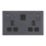 LAP  13A 2-Gang SP Switched Socket + 3A 45W 2-Outlet Type A & C USB Charger Slate Grey with Black Inserts
