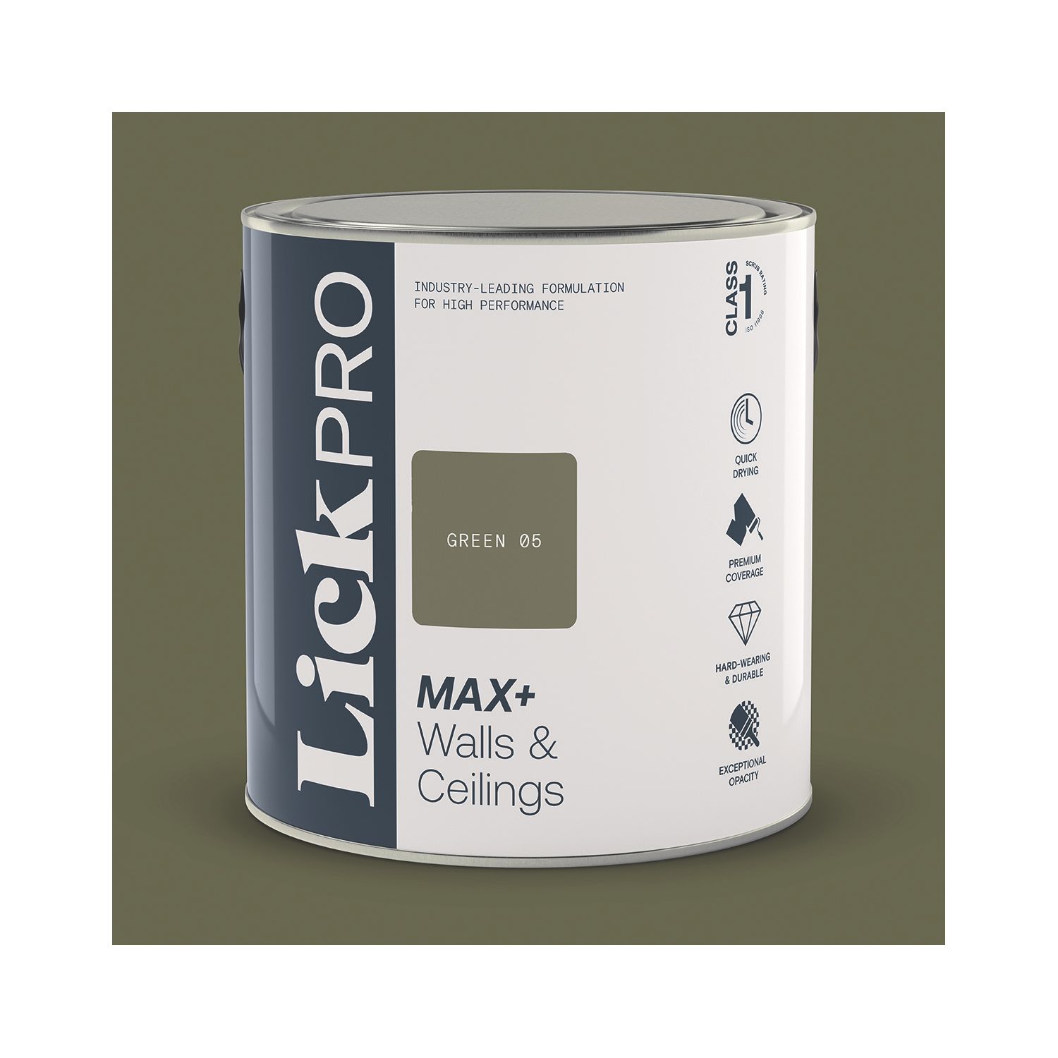 LickPro Max+ 2.5Ltr Green 05 Matt Emulsion Paint (548TM)