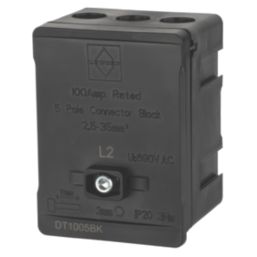 Lewden 100A 5-Way 2.5-35mm² Connector Block Black