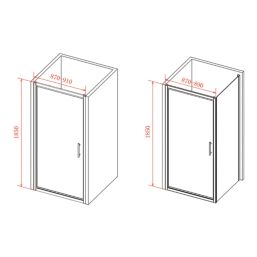 Essentials Framed Rectangular In-Fold Shower Door Chrome 900mm x 1850mm
