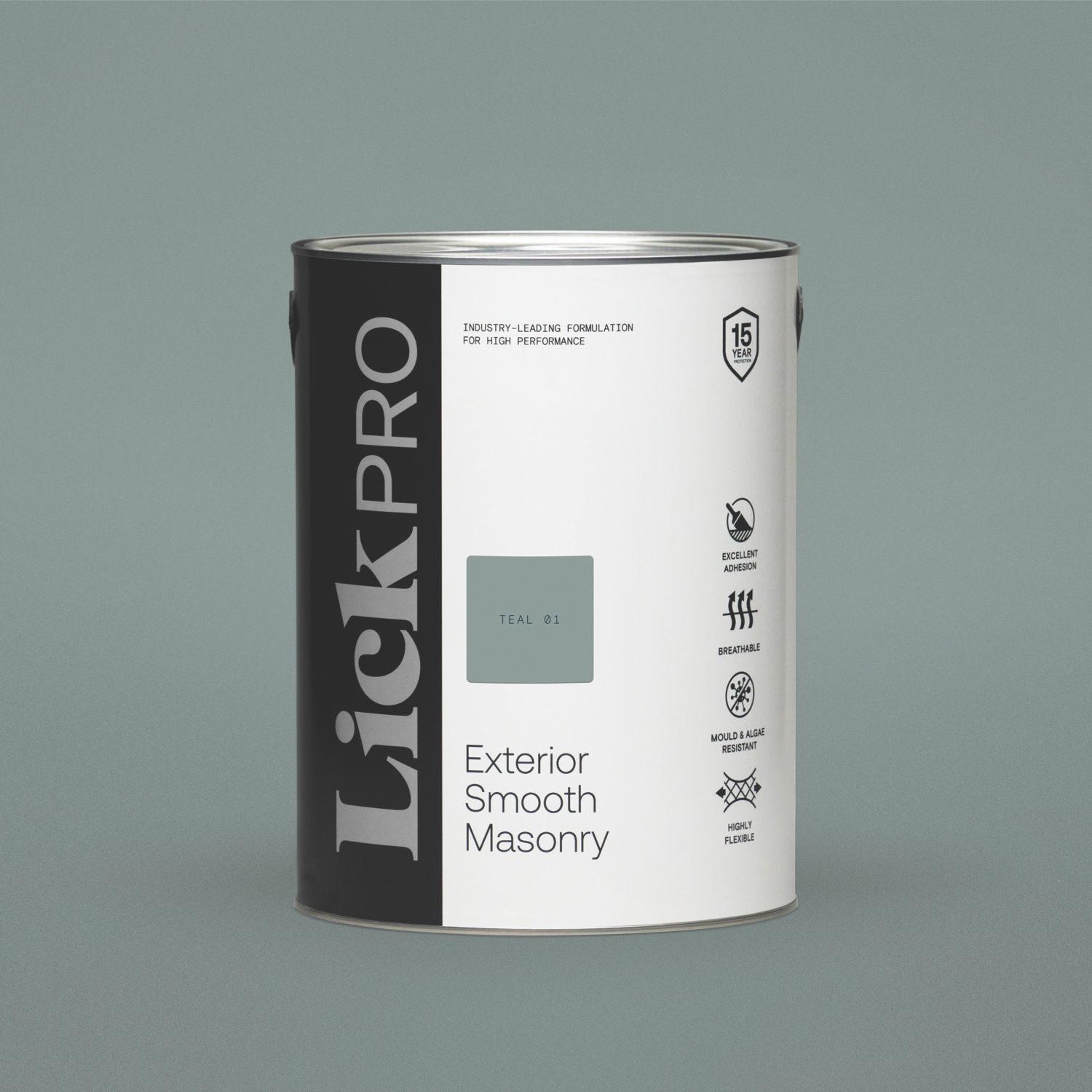 LickPro 5Ltr Smooth Teal 01 Masonry Paint (549FW)