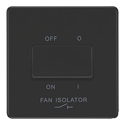 LAP  10A 1-Gang 3-Pole Fan Isolator Switch Matt Black  with Colour-Matched Inserts