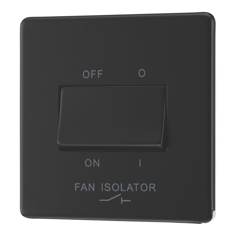 LAP 10A 1-Gang 3-Pole Fan Isolator Switch Matt Black with Colour ...