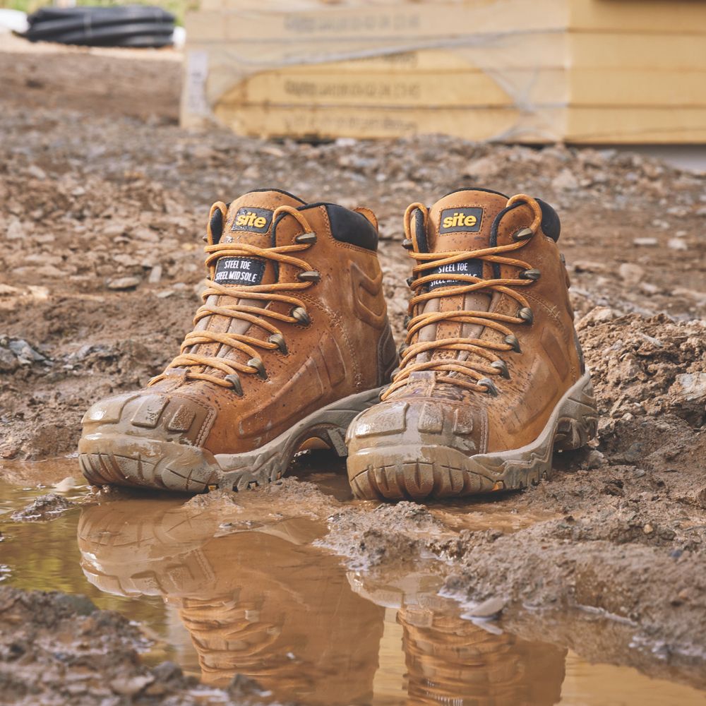 Site Fortress Size 11 Tan Waterproof Steel Toe Cap Safety Boots