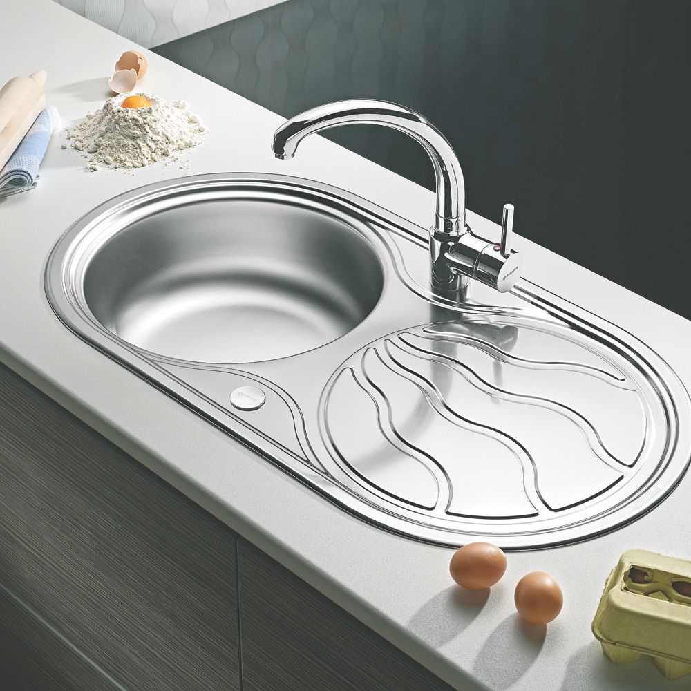 Round kitchen sink with drainer sale