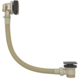 Highlife Bathrooms  Matt Black Square Head Bath Overflow Filler Tap  With Clicker Waste